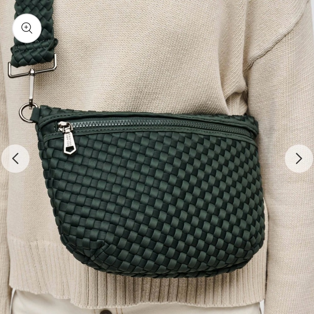 Sol and Selene Green Woven Neoprene Crossbody Bag